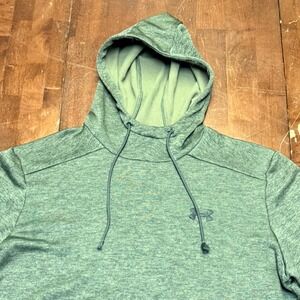 Under Armour Hoodie Mens Large Green Heathered Loose Fit Fleece Pullover